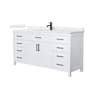 Wyndham Collection Beckett 66" Free Standing Single Basin Vanity Set with Cabinet and Quartz Vanity Top White / Giotto Quartz Top / Matte Black Hardware