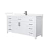 Wyndham Collection Beckett 66" Free Standing Single Basin Vanity Set with Cabinet and Quartz Vanity Top White / White Quartz Top / Matte Black Hardware