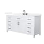 Wyndham Collection Beckett 66" Free Standing Single Basin Vanity Set with Cabinet and Quartz Vanity Top White / White Quartz Top / Matte Black Hardware