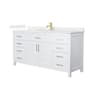 Wyndham Collection Beckett 66" Free Standing Single Basin Vanity Set with Cabinet and Quartz Vanity Top White / Giotto Quartz Top / Brushed Gold Hardware