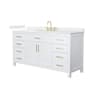 Wyndham Collection Beckett 66" Free Standing Single Basin Vanity Set with Cabinet and Quartz Vanity Top White / Giotto Quartz Top / Brushed Gold Hardware