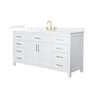 Wyndham Collection Beckett 66" Free Standing Single Basin Vanity Set with Cabinet and Quartz Vanity Top White / White Quartz Top / Brushed Gold Hardware