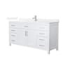 Wyndham Collection Beckett 66" Free Standing Single Basin Vanity Set with Cabinet and Quartz Vanity Top White / White Quartz Top / Brushed Nickel Hardware