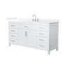 Wyndham Collection Beckett 66" Free Standing Single Basin Vanity Set with Cabinet and Quartz Vanity Top White / White Quartz Top / Brushed Nickel Hardware