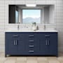 Wyndham Collection Beckett 72" Free Standing Double Basin Vanity Set with Cabinet and Cultured Marble Vanity Top Dark Blue / Carrara Cultured Marble Top / Brushed Nickel Hardware