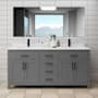 Wyndham Collection Beckett 72" Free Standing Double Basin Vanity Set with Cabinet and Cultured Marble Vanity Top Dark Gray / Carrara Cultured Marble Top / Matte Black Hardware