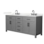 Wyndham Collection Beckett 72" Free Standing Double Basin Vanity Set with Cabinet and Quartz Vanity Top Dark Gray / Giotto Quartz Top / Matte Black Hardware