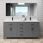 Wyndham Collection Beckett 72" Free Standing Double Basin Vanity Set with Cabinet and Cultured Marble Vanity Top Dark Gray / White Cultured Marble Top / Matte Black Hardware