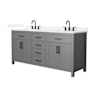 Wyndham Collection Beckett 72" Free Standing Double Basin Vanity Set with Cabinet and Quartz Vanity Top Dark Gray / White Quartz Top / Matte Black Hardware