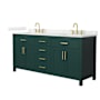 Wyndham Collection Beckett 72" Free Standing Double Basin Vanity Set with Cabinet and Quartz Vanity Top Green / Giotto Quartz Top / Brushed Gold Hardware