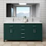 Wyndham Collection Beckett 72" Free Standing Double Basin Vanity Set with Cabinet and Cultured Marble Vanity Top Green / Carrara Cultured Marble Top / Brushed Nickel Hardware