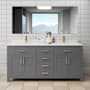 Wyndham Collection Beckett 72" Free Standing Double Basin Vanity Set with Cabinet and Cultured Marble Vanity Top Dark Gray / Carrara Cultured Marble Top / Brushed Gold Hardware