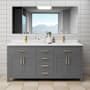 Wyndham Collection Beckett 72" Free Standing Double Basin Vanity Set with Cabinet and Cultured Marble Vanity Top Dark Gray / White Cultured Marble Top / Brushed Gold Hardware