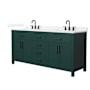 Wyndham Collection Beckett 72" Free Standing Double Basin Vanity Set with Cabinet and Quartz Vanity Top Green / White Quartz Top / Matte Black Hardware