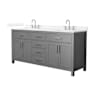 Wyndham Collection Beckett 72" Free Standing Double Basin Vanity Set with Cabinet and Quartz Vanity Top Dark Gray / White Quartz Top / Brushed Nickel Hardware