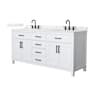 Wyndham Collection Beckett 72" Free Standing Double Basin Vanity Set with Cabinet and Quartz Vanity Top White / Giotto Quartz Top / Matte Black Hardware