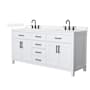 Wyndham Collection Beckett 72" Free Standing Double Basin Vanity Set with Cabinet and Quartz Vanity Top White / White Quartz Top / Matte Black Hardware