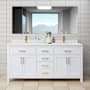 Wyndham Collection Beckett 72" Free Standing Double Basin Vanity Set with Cabinet and Cultured Marble Vanity Top White / White Cultured Marble Top / Brushed Gold Hardware