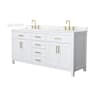 Wyndham Collection Beckett 72" Free Standing Double Basin Vanity Set with Cabinet and Quartz Vanity Top White / White Quartz Top / Brushed Gold Hardware