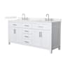 Wyndham Collection Beckett 72" Free Standing Double Basin Vanity Set with Cabinet and Quartz Vanity Top White / Giotto Quartz Top / Brushed Nickel Hardware