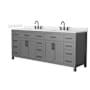 Wyndham Collection Beckett 84" Free Standing Double Basin Vanity Set with Cabinet and Quartz Vanity Top Dark Gray / Giotto Quartz Top / Matte Black Hardware
