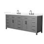 Wyndham Collection Beckett 84" Free Standing Double Basin Vanity Set with Cabinet and Quartz Vanity Top Dark Gray / White Quartz Top / Matte Black Hardware