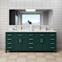 Wyndham Collection Beckett 84" Free Standing Double Basin Vanity Set with Cabinet and Cultured Marble Vanity Top Green / White Cultured Marble Top / Brushed Gold Hardware