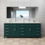 Wyndham Collection Beckett 84" Free Standing Double Basin Vanity Set with Cabinet and Cultured Marble Vanity Top Green / Carrara Cultured Marble Top / Brushed Nickel Hardware