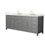 Wyndham Collection Beckett 84" Free Standing Double Basin Vanity Set with Cabinet and Quartz Vanity Top Dark Gray / Giotto Quartz Top / Brushed Gold Hardware
