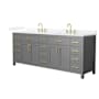 Wyndham Collection Beckett 84" Free Standing Double Basin Vanity Set with Cabinet and Quartz Vanity Top Dark Gray / White Quartz Top / Brushed Gold Hardware