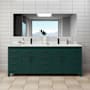 Wyndham Collection Beckett 84" Free Standing Double Basin Vanity Set with Cabinet and Cultured Marble Vanity Top Green / White Cultured Marble Top / Matte Black Hardware