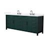 Wyndham Collection Beckett 84" Free Standing Double Basin Vanity Set with Cabinet and Quartz Vanity Top Green / White Quartz Top / Matte Black Hardware