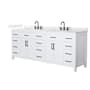 Wyndham Collection Beckett 84" Free Standing Double Basin Vanity Set with Cabinet and Quartz Vanity Top White / Giotto Quartz Top / Matte Black Hardware