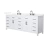 Wyndham Collection Beckett 84" Free Standing Double Basin Vanity Set with Cabinet and Quartz Vanity Top White / White Quartz Top / Matte Black Hardware
