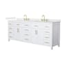 Wyndham Collection Beckett 84" Free Standing Double Basin Vanity Set with Cabinet and Quartz Vanity Top White / Giotto Quartz Top / Brushed Gold Hardware