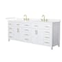 Wyndham Collection Beckett 84" Free Standing Double Basin Vanity Set with Cabinet and Quartz Vanity Top White / White Quartz Top / Brushed Gold Hardware