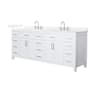Wyndham Collection Beckett 84" Free Standing Double Basin Vanity Set with Cabinet and Quartz Vanity Top White / White Quartz Top / Brushed Nickel Hardware