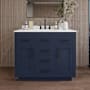 Wyndham Collection Beckett TK 42" Free Standing Single Basin Vanity Set with Cabinet and Quartz Vanity Top Dark Blue / Giotto Quartz Top / Matte Black Hardware