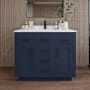 Wyndham Collection Beckett TK 42" Free Standing Single Basin Vanity Set with Cabinet and Cultured Marble Vanity Top Dark Blue / White Cultured Marble Top / Matte Black Hardware