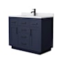 Wyndham Collection Beckett TK 42" Free Standing Single Basin Vanity Set with Cabinet and Cultured Marble Vanity Top Dark Blue / White Cultured Marble Top / Matte Black Hardware