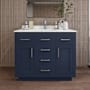 Wyndham Collection Beckett TK 42" Free Standing Single Basin Vanity Set with Cabinet and Quartz Vanity Top Dark Blue / Giotto Quartz Top / Brushed Nickel Hardware