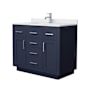 Wyndham Collection Beckett TK 42" Free Standing Single Basin Vanity Set with Cabinet and Cultured Marble Vanity Top Dark Blue / White Cultured Marble Top / Brushed Nickel Hardware