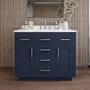 Wyndham Collection Beckett TK 42" Free Standing Single Basin Vanity Set with Cabinet and Quartz Vanity Top Dark Blue / White Quartz Top / Brushed Nickel Hardware