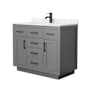 Wyndham Collection Beckett TK 42" Free Standing Single Basin Vanity Set with Cabinet and Cultured Marble Vanity Top Dark Gray / Carrara Cultured Marble Top / Matte Black Hardware
