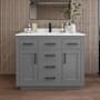 Wyndham Collection Beckett TK 42" Free Standing Single Basin Vanity Set with Cabinet and Quartz Vanity Top Dark Gray / Giotto Quartz Top / Matte Black Hardware