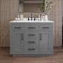 Wyndham Collection Beckett TK 42" Free Standing Single Basin Vanity Set with Cabinet and Quartz Vanity Top Dark Gray / Giotto Quartz Top / Matte Black Hardware