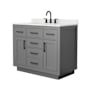 Wyndham Collection Beckett TK 42" Free Standing Single Basin Vanity Set with Cabinet and Quartz Vanity Top Dark Gray / Giotto Quartz Top / Matte Black Hardware