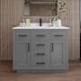 Wyndham Collection Beckett TK 42" Free Standing Single Basin Vanity Set with Cabinet and Cultured Marble Vanity Top Dark Gray / White Cultured Marble Top / Matte Black Hardware