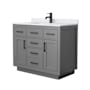 Wyndham Collection Beckett TK 42" Free Standing Single Basin Vanity Set with Cabinet and Cultured Marble Vanity Top Dark Gray / White Cultured Marble Top / Matte Black Hardware