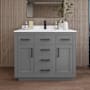 Wyndham Collection Beckett TK 42" Free Standing Single Basin Vanity Set with Cabinet and Quartz Vanity Top Dark Gray / White Quartz Top / Matte Black Hardware